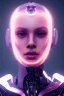 Placeholder: Beautiful futuristic cyborg girl portrait, dark, purple glow