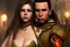 Placeholder: Jason David Frank short dark hair with hugging pretty blonde shorthaired sad girl crying, photo realistic, modern dark fantasy, penthouse