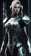 Placeholder: ((futuristic bionic kyborg woman)), dark background, mid shot, full body, neutral expression, ultra realistic, highres, superb, 8k wallpaper, extremely detailed, intricate, limited palette,