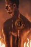 Placeholder: A Bitcoin logo is burned into the skin of a man by a branding iron. It's dramatic and happended in the moment, close view. The mark is on the mans inner forearm and It is still hot and steam can be seen from the burn mark. Super realistic, dramatic, 8k