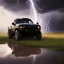 Placeholder: hyperrealistic shot, off-road truck, speeding, earth color palette, sharp focus, puddle reflection, tire water splash, refraction, rain and lightning on the horizon, shadowcast, detailed and intricate, cinematic composition, tilt shift photography