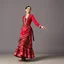 Placeholder: azeri female with traditional silck dance clothing,midi skirt dance shoes