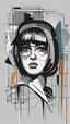 Placeholder: girl portrait, close up, vector art, dadaism influence