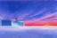 Placeholder: Sunset, winter, Futuristic buildings in the ice, tendency to science fiction, impressionism painting