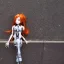 Placeholder: Rusty female cyborg doll laying in the streets sad and lonely, crying,suit is falling apart, anime character