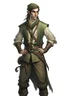 Placeholder: elf male on his thirties ranger wearing medieval clothes with hands behind his back