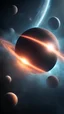 Placeholder: an alien exoplanet in space, gas clouds, hostile climate conditions, sci fi spaceship lens view,