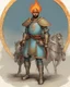 Placeholder: An iranian commander with flaming eyes with flaming light blue pupils with stubble An armor made of a mixture of steel and leather, worn by a strong commander with magical power stands atop a squire