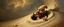 Placeholder: master oil painting by Rembrandt, good afternoon clay golem peeking out of a sand twister whirlwind, in the style of disney