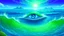 Placeholder: fantasy illustration of a beautiful pacific ocean, blue colors with big green eyes