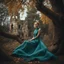 Placeholder: Photo of an odd being, bright colors, odd fashion, award winning photography, odd pose, trees, very accentuated details of the dress and skin, eerily mysterious, artistic photo, shot on Hasselblad, high definition, high resolution, 8k, 3d render, very detailed, F/2.8. Background ruins, after a war, noon-light, odd