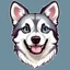 Placeholder: Cute Husky dog face with adorable eyes / t-shirt design / clear lines