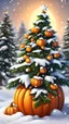 Placeholder: Pumpkin with snow , Merry-x-mas decoration, tree, cartoon