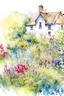 Placeholder: abstract watercolour english cottage garden in the style of jean haines, centred