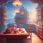 Placeholder: pixar style, realistic painting of a pretty housewife and a jar full with strawberry jam, kitchen in the background volumetric redand blue sky environment and background, volumetric lighting, dramatic lighting, detailed digital painting, extreme dense and fine, anime, ornate, colour-washed colors, elegant, small minutiae, tiny features, particulars, centered, smooth, sharp focus, renderman gofur render, 8k, uhd, detailed eyes, realistic shaded volumetric lighting, caustics, backlight