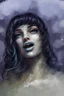 Placeholder: портрет девушки медузы с красивыми волосами и красивыми приоткрытыми губами