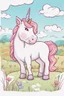 Placeholder: kids illustration, a cute unicorn playing in field, cartoon style, thick line, low details, vivid color