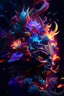 Placeholder: "Generate a captivating digital 3d , 8k realistic abstract image where a vivid explosion of images bursts forth, weaving together elements of demons, tattoos, flowers, and storms