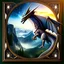 Placeholder: image framed with a thin border of celtic designs, story book cover format, A winged celestial dragon in flight above a forested mountain, against a background of brilliantly glittering stars, hd 4k, fine sharp detail