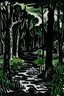 Placeholder: A black dark and spooky swamp painted by Henri Matisse