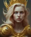 Placeholder: Statue of Queen of photography. Cute blonde woman. Photographer in golden crown. Standing on the street. Big camera in her hand. hyperdetailed, photorealistic, trending on artstation, greg rutkowski, beksinski, kodachrome