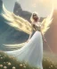 Placeholder: subtle queen, atmospheric, realistic, unreal engine, cinematic lighting, octane render, transparent long dress, blonde, full body, bright wings, smile, long hair