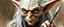 Placeholder: gremlin gandalf as woman , airbrush and pen outline