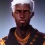 Placeholder: African male swordsman, white hair, dreadlocks, leather armor, fantasy art, portrait, 4k