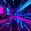 Placeholder: system from future ,synthwave style pic with lights around