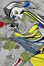 Placeholder: PEACE crazy shapes pencil draw style of roy lichtenstein