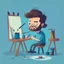 Placeholder: illustration of a man in a art studio, cute avatar