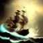 Placeholder: frank frazetta style, pirate ship battle, ocean, storm, night