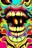 Placeholder: Non-figurative abstract digital painting of a psychedelic love spell spilling from a large pair of cartoonist , overexaggerated mouth, thick lips, manga inspiree,