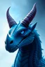 Placeholder: dragon that is blue with two huge devil horns with blue eyes
