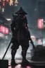 Placeholder: cyberpunk city samurai