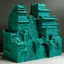 Placeholder: A greenish blue great wall fortress designed in Maori sculptures painted by Qiu Ying