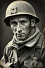 Placeholder: Photo of an American soldier from the World War II, realistic, old photo, cracks, black and white