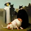 Placeholder: UN conference,a cat and human flesh-like surgical instruments and universe-like a pigeon and neuralink, surrealism,minimalism,Painting By Adrian Ghenie, Rene Magritte, Salvador Dali, Lucian Freud