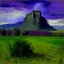 Placeholder: A purple poisonous castle in a wasteland painted by Claude Monet