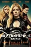 Placeholder: Poster for an action film called "The Motorbike Girls" starring Katherine McNamara, Margot Robbie and Georgia Henshaw wearing skin-tight leather catsuits.