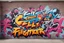 Placeholder: a graffiti mural wall with the word cell street fighter 6 style