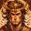 Placeholder: In a combination of digital art styles and the style of Japanese art, portray a great god of bravery. He is incredibly handsome and strong, with an olive skin tone. His eyes shine with heroism