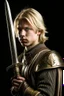 Placeholder: blond hair young adult royal guard swordsman with rapier