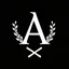 Placeholder: 2 branches(crossed at bottom, arching upward wreath), Letter A in Middle, delicate linework(romantic), sharp image, white vector on black background