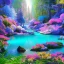 Placeholder: bright enchanted forest, blue lake,delicate flowers, pink tree, Swarosvsky crystals, cascades, full of details, smooth, bright sunshine，soft light atmosphere, light effect，vaporwave colorful, fantasy art, smooth, extremely sharp detail, finely tuned detail, ultra high definition, 8 k, unreal engine 5, ultra sharp focus