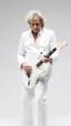 Placeholder: Bob Dylan in his 70th old , all dressed in white holding a white guitar white background all white picture including his hair