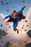 Placeholder: Create a picture of supermanfalling from the skye to a pit animated like fortnite