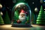 Placeholder: a beautiful fluffy pixar art style, happy santa and Christmas tree in a glass ball with Christmas decor