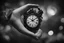 Placeholder: Small clock hands go backwards, dark night, a secret hidden in the heart of darkness, deep mysteries and mysteries, lost and complicated girl, black and white, high quality photo, 4k