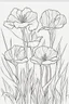 Placeholder: flowers coloring page for kids, flax, cartoon style, thick outline, low details, no shading, no color